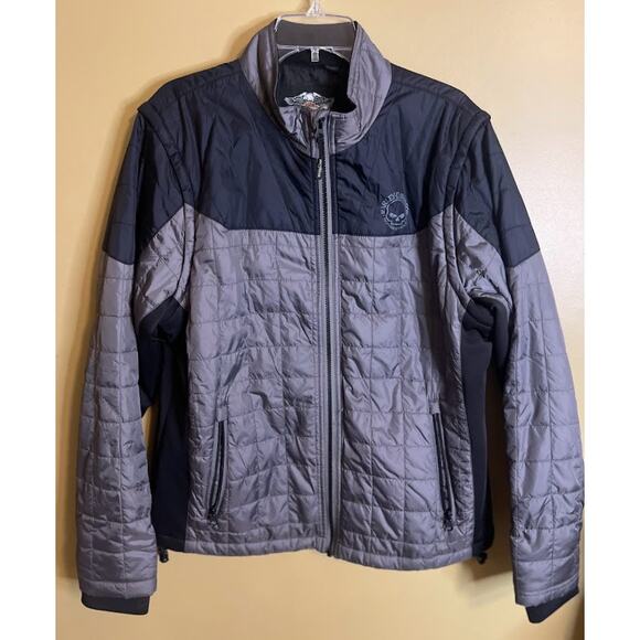 Harley Davidson Genuine Motor Clothes Men's Quilted 2 in 1 Coat /Vest Size Large - Picture 1 of 7